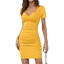 Missufe Women39s Short Sleeve V Neck Ruched