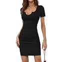 Missufe Women39s Short Sleeve V Neck Ruched