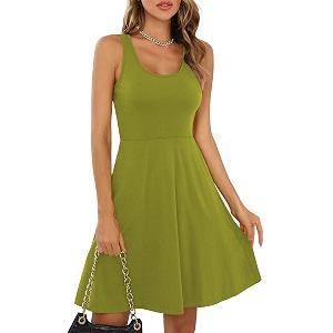 Missufe Womens Sleeveless Racerback Flared Casual Plain