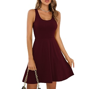 Missufe Womens Sleeveless Racerback Flared Casual Plain