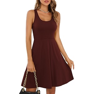 Missufe Womens Sleeveless Racerback Flared Casual Plain