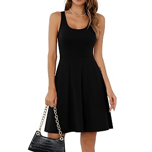 Missufe Womens Sleeveless Racerback Flared Casual Plain