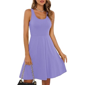 Missufe Womens Sleeveless Racerback Flared Casual Plain