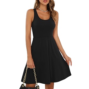 Missufe Womens Sleeveless Racerback Flared Casual Plain