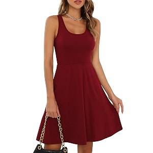 Missufe Womens Sleeveless Racerback Flared Casual Plain