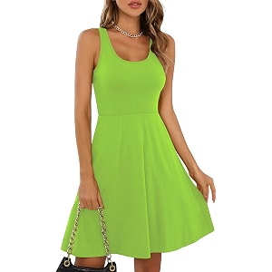 Missufe Womens Sleeveless Racerback Flared Casual Plain