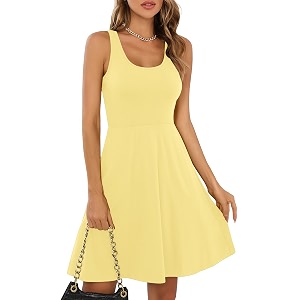 Missufe Womens Sleeveless Racerback Flared Casual Plain