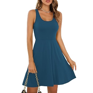Missufe Womens Sleeveless Racerback Flared Casual Plain