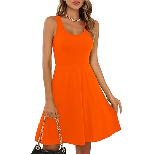 Missufe Womens Sleeveless Racerback Flared Casual Plain