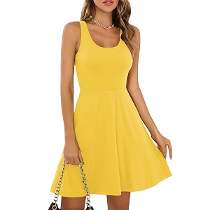 Missufe Womens Sleeveless Racerback Flared Casual Plain