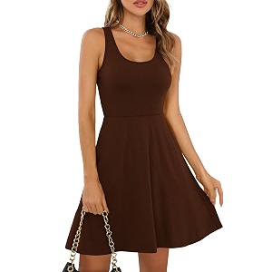 Missufe Womens Sleeveless Racerback Flared Casual Plain