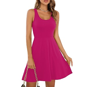 Missufe Womens Sleeveless Racerback Flared Casual Plain