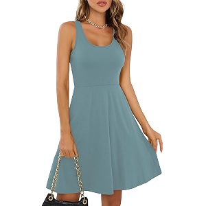 Missufe Womens Sleeveless Racerback Flared Casual Plain