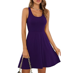 Missufe Womens Sleeveless Racerback Flared Casual Plain