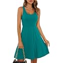 Missufe Women39s Sleeveless Racerback Flared Casual Plain