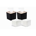 MDN Mist Square Black Facial Tissue Dispenser with Wooden Top (Set of 2) - Includes 4 Tissue Packets | Durable Plastic Tissue Holder for Bathroom, Vanity, Desk & Table | for Square Facial Tissues
