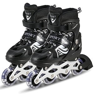misti hy featch new inline skates adjustable inline roller skates for boys kidsampgirls 7 to 14 years unisex outdoor skating shoes roller blades with led flash lights featuring wheels for skating