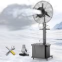 Misting Pedestal Fan - 25/30 Inch Adjustable Water Spray Fan for Outdoor Events, Warehouses &amp; Patios - Powerful Cooling Mist for Summer Heat Relief