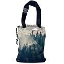 Misty Forest Car Trash Bag,Foggy Mountain Hanging Drawstring Car Garbage Bag,Waterproof Canvas Car Back Seat Organizer with Adjustable Buckle,for Vehicles,SUVs,Camping,Road Trips