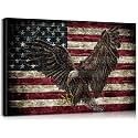 Mistyefly American Flag Decor Eagles Decor Patriotic Wall Art American Wall Art Veterans Day for Bedroom (24''Hx36''W)