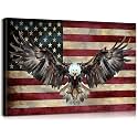 Mistyefly Eagles Poster American Flag Decor American Flag Wall Art Patriotic Wall Decor Military Wall Decor Army Poster Veterans Day Gifts for Living Room Bedroom Decor (12''Hx18''W)