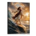Mistyefly Humorous Christian Jesus Art Jesus Surfing Religious Wall Decor