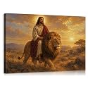 Mistyefly Inspirational Jesus Riding Lion Christian Wall Art Religious Art