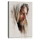 Mistyefly Jesus Wall Art - Christian Wall Decor with Inner Wooden Frame (24x36 Inches) - Lightweight &amp; Easy Hanging, Jesus Painting Christian Posters Religious Pictures for Home &amp; Room Decor
