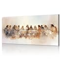 Mistyefly Last Supper Wall Decor with Built-in Wooden Frame - Religious Jesus Wall Decor Christian Art &amp; Last Supper Picture for Dining Room - Lightweight &amp; Easy Hanging, 12x24 Inches