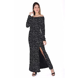 MISVERSE Off Shoulder Sequin Dress
