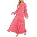 MITILLY Long Sleeve Maxi Dress for Women Fall Modest Formal Wedding Guest