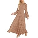 MITILLY Long Sleeve Maxi Dress for Women Fall Modest Formal Wedding Guest