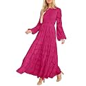 MITILLY Long Sleeve Maxi Dress for Women Fall Modest Formal Wedding Guest