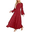 MITILLY Long Sleeve Maxi Dress for Women Fall Modest Formal Wedding Guest