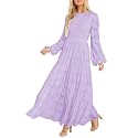 MITILLY Long Sleeve Maxi Dress for Women Fall Modest Formal Wedding Guest