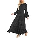 MITILLY Long Sleeve Maxi Dress for Women Fall Modest Formal Wedding Guest