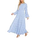 MITILLY Long Sleeve Maxi Dress for Women Fall Modest Formal Wedding Guest