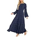 MITILLY Long Sleeve Maxi Dress for Women Fall Modest Formal Wedding Guest