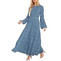 MITILLY Long Sleeve Maxi Dress for Women Fall Modest Formal Wedding Guest