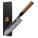 MITSUMOTO SAKARI 7-Inch Japanese Santoku Knife, San-Mai 9Cr18MoV Steel
