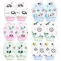 Mittens for New Born Baby Pack of 6 | 100% Cotton Anti-Scratch Mittens Set 0 to 6 Months | Soft Baby Hand Gloves with Ribbed Cuffs | Breathable Elastic Fit New Born Mittens | Boys & Girls