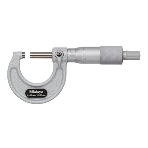 mitutoyo 103-137 outside micrometer baked-enamel finish ratchet stop 0-25mm range 001mm graduation -0002mm