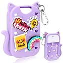 Mity rain Hand Sanitizer Spray Case Compatible With Touchland, Cute Silicone Hand Sanitizer Holder Keychain with 4 Charms, Portable Refillable Sanitizer Accessory, Gift For Women And Teens(Purple)