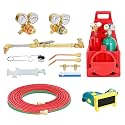 MIU-1516 Portable Oxygen Acetylene Torch Kit with Gas Tank, Professional Brazing Welding Cutting Torch Set Durable Metal ABS Design with Gauge Ideal for DIY Welding Projects and Metalwork