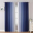 MIUCO Blackout Curtains &amp; Drapes for Bedroom Living Room 95 Inches Long Navy Blue and White Room Darkening Ombre Curtains Rod Pocket &amp; Back Tab Curtains Thermal Insulated Light Blocking 2 Panels Set