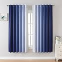 MIUCO Blackout Curtains &amp; Drapes for Bedroom Living Room 63 Inch Length Navy Blue and White Room Darkening Ombre Curtains Rod Pocket &amp; Back Tab Curtains Thermal Insulated Light Blocking 2 Panels Set