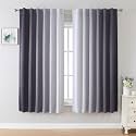 MIUCO Blackout Curtains &amp; Drapes for Bedroom Living Room 63 Inch Length Grey and White Room Darkening Ombre Curtains Rod Pocket &amp; Back Tab Curtains Thermal Insulated Light Blocking 2 Panels Set