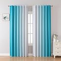 MIUCO Blackout Curtains &amp; Drapes for Bedroom Living Room 84 Inches Long Turquoise and White Room Darkening Ombre Curtains Rod Pocket &amp; Back Tab Curtains Thermal Insulated Light Blocking 2 Panels Set