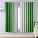 MIUCO Blackout Curtains &amp; Drapes for Bedroom Living Room 63 Inch Length Green and White Room Darkening Ombre Curtains Rod Pocket &amp; Back Tab Curtains Thermal Insulated Light Blocking 2 Panels Set