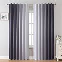 MIUCO Blackout Curtains &amp; Drapes for Bedroom Living Room 95 Inches Long Grey and White Room Darkening Ombre Curtains Rod Pocket &amp; Back Tab Curtains Thermal Insulated Light Blocking 2 Panels Set